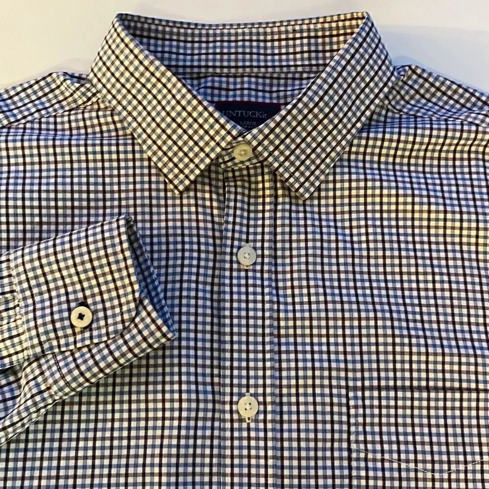 Untuckit Stretch Check Button Up Sz. L
